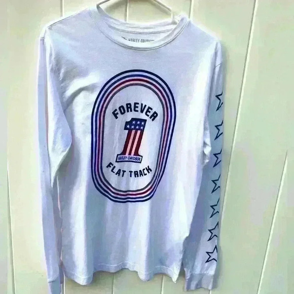 Harley- Davidson Forever Flat Track, long sleeve T-shirt, size medium - Picture 1 of 6